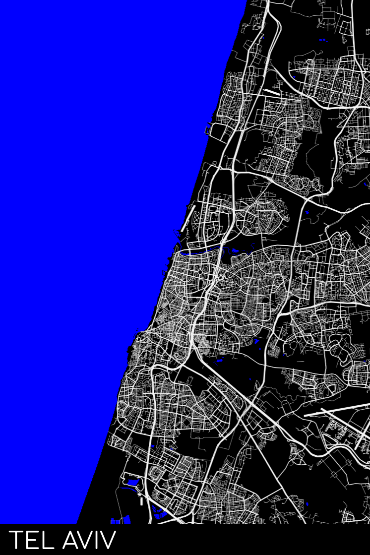 Tel Aviv Map Poster